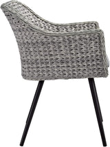Modway Endeavor Wicker Rattan Aluminum Outdoor Patio Dining Arm Chair with Cushions in Gray Gray - Photo 2
