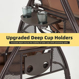 HOMREST 3 Seat Outdoor Porch Swing with 1.5" Deepened Cup Holder, Adjustable Canopy, Patio Swing Bed with Stand - Photo 6