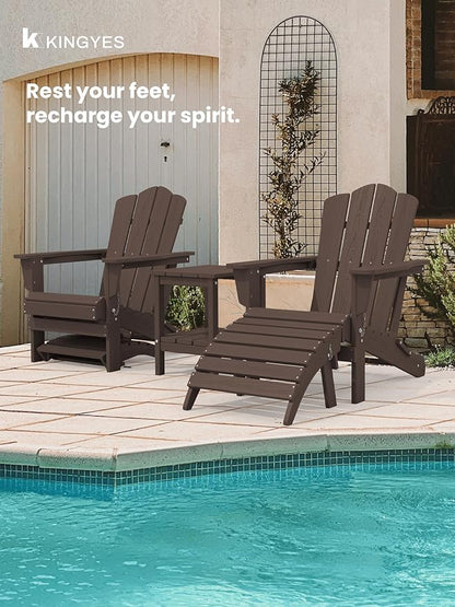 KINGYES Folding Adirondack Ottomans Set of 4 for Adirondack Chair, Coffee