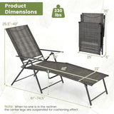 Tangkula Outdoor Lounge Chair, Patio Folding Chaise Recliner with 6-Level Backrest - Photo 3