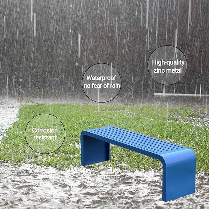 Steel Frame Backless Outdoor Bench,Garden Porch Park Patio Bench,Outdoor Benches Seat for Outside,Metal Patio Seating for Garden,Porch,Park,Entryway(Red)