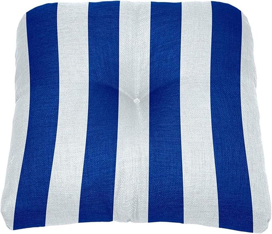 BrylaneHome Tufted Chair Cushion - 18" L x 17" W x 3" H - Patio & Outdoor - Patio & Outdoor - Water, Stain & Fade Resistant - Bright Cobalt Cabana