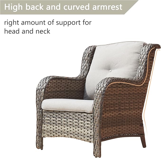 Rilyson Patio Chairs Outdoor Wicker Chair - Rattan Dining Chairs Porch Chairs Outside Club Chairs with High Back and - Photo 4