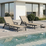 Patio Chaise Lounge Chair with Wheels & Cup Holder - Photo 1