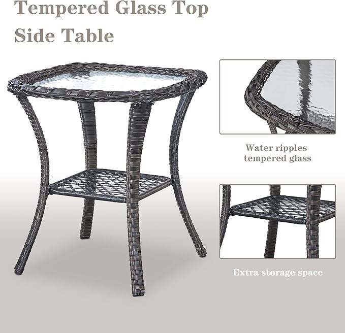 Belord 5 Piece Wicker Patio Furniture Set, Outdoor Swivel Rocker Chairs Set of 2 with Ottomans and Side Table, All Weather Patio Conversation Furniture Set, for Porch Pool, Gray Wicker/Gray