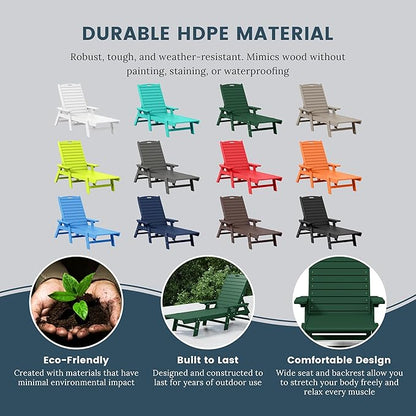 WO WESTIN OUTDOOR HDPE Laguna Poly Reclining Chaise Lounge, Dark Green