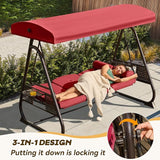 3 in 1 Outdoor Porch Swing with Adjustable Canopy, 3 Seat Outdoor Swing for Adults - Photo 4