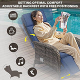 Belord Versatile Outdoor Recliner Chair Set of 3 - Reclining Patio Chair with Adjustable Backrest and Footrest - Photo 4