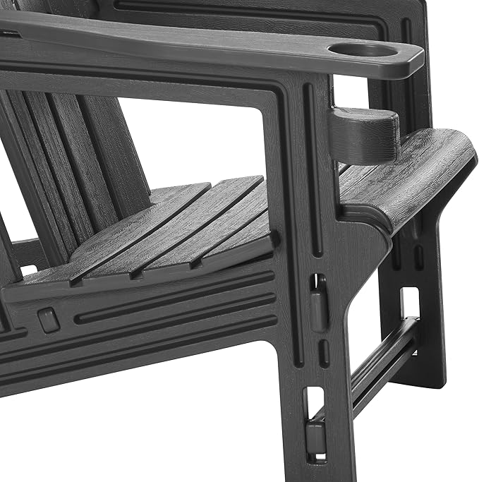 WestinTrends Azura Outdoor HDPE Adirondack Chairs with Connecting Table Tray (Set of 2), Gray