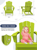 KINGYES Folding Adirondack Chair Set of 8, HDPE All-Weather Folding Adirondack Chair, Apple - Photo 2