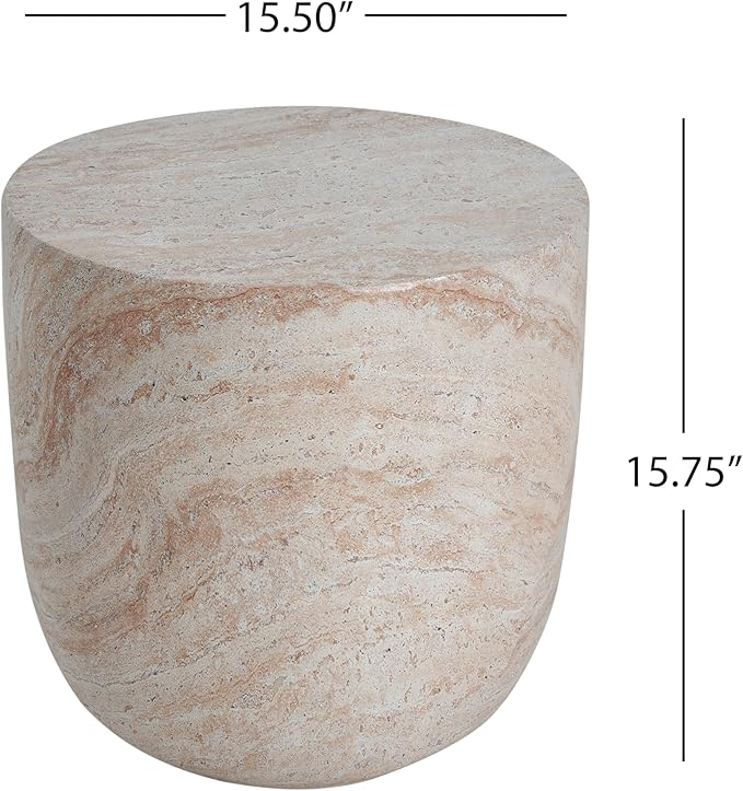 Outdoor Side Table Faux Marble End Table Faux Stone Side Tables Travertine Small Coffee Tables for Indoor Outdoor - Photo 2