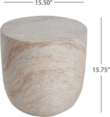 Outdoor Side Table Faux Marble End Table Faux Stone Side Tables Travertine Small Coffee Tables for Indoor Outdoor - Photo 2