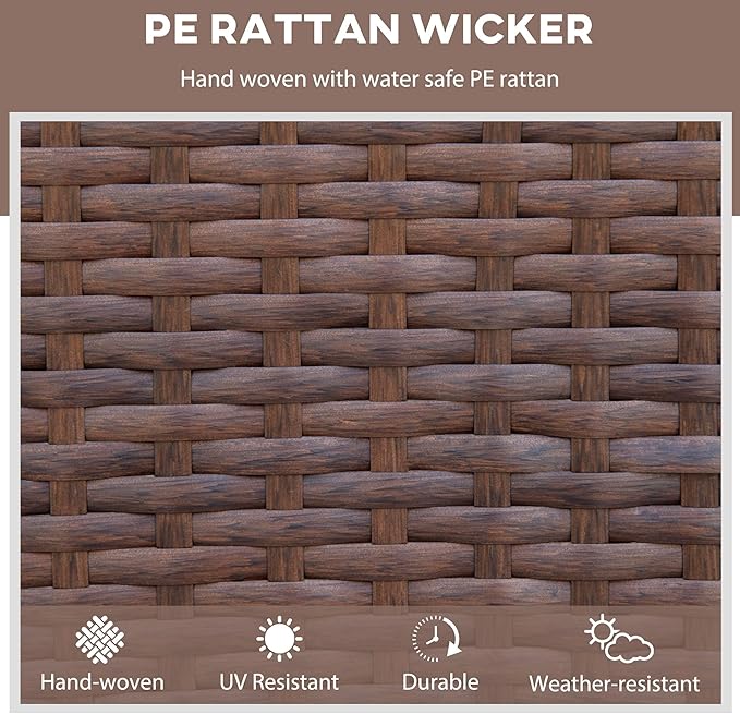 Outsunny Outdoor Wicker Rocking Chair with Wide Seat, Thick Cushions, Rattan Rocker with Steel Frame, High Weight Capacity for Patio, Garden, Backyard, Wine Red