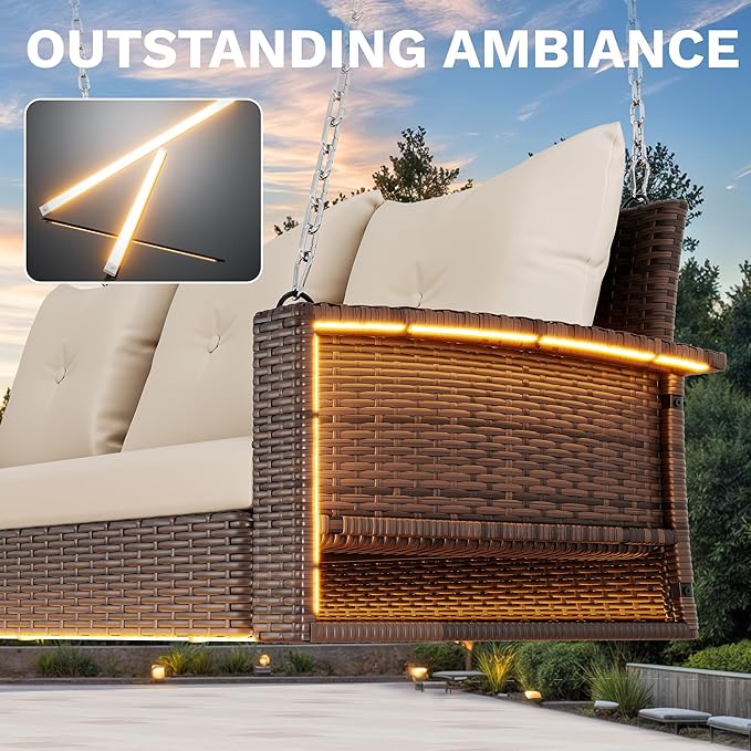 DWVO LED 3-Seat Patio Porch Swing - Photo 3