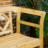 Outsunny Wooden Patio Bench, Outdoor Garden Bench with Backrest and Armrests - Photo 8