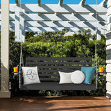 Plawdlik Porch Swings,2 Seat Patio Chair with Two Cup Holders,HDPE Waterproof Bench for Courtyard-Black - Photo 3