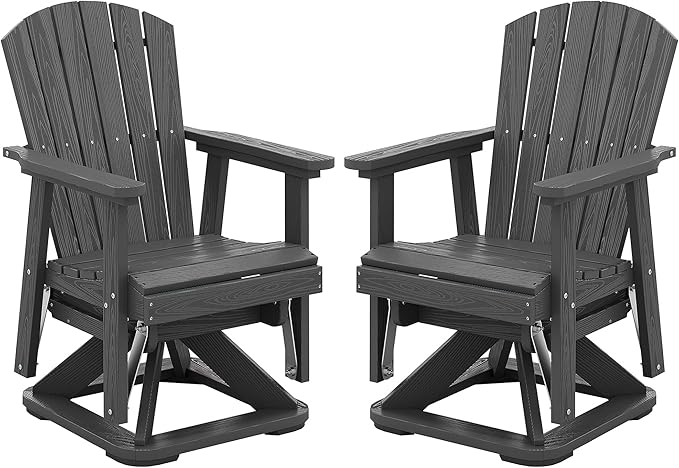 SERWALL Adirondack Swivel Glider Chair, HDPE Outdoor Glider Set of 2, All-Weather Glider Chair for Porch, Balcony - Photo 1