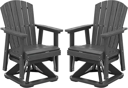 SERWALL Adirondack Swivel Glider Chair, HDPE Outdoor Glider Set of 2, All-Weather Glider Chair for Porch, Balcony, Slate Grey