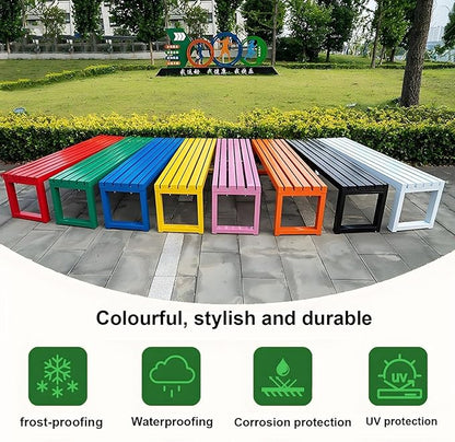 Weatherproof Metal Dining Bench, Outdoor Bench Backless Patio Bench 2-Person Farmhouse Bench Garden Bench for Kitchen, Living Room, Entryway(Pink,40in)