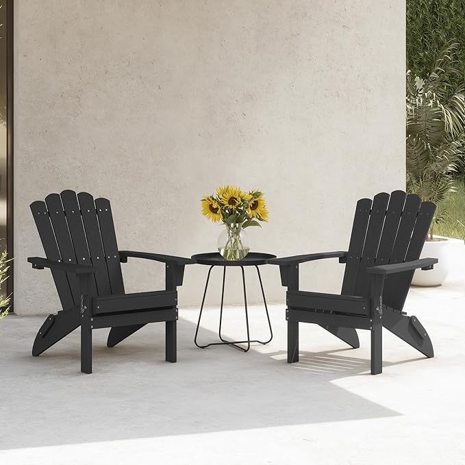 Set of 4 Folding HDPE Adirondack Chairs - Heavy-Duty Weather-Resistant Patio Chairs with Wide Armrests & Ergonomic High Back, Fire Pit Seating for Backyard, Garden, Porch