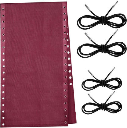 Queekay Chair Replacement Fabric with 4 Bungee Cord Lounge Chair Cloth Mesh Repair Kit for Patio Recliner Outdoor Lawn Pool(63 x 17 Inch,Wine Red)
