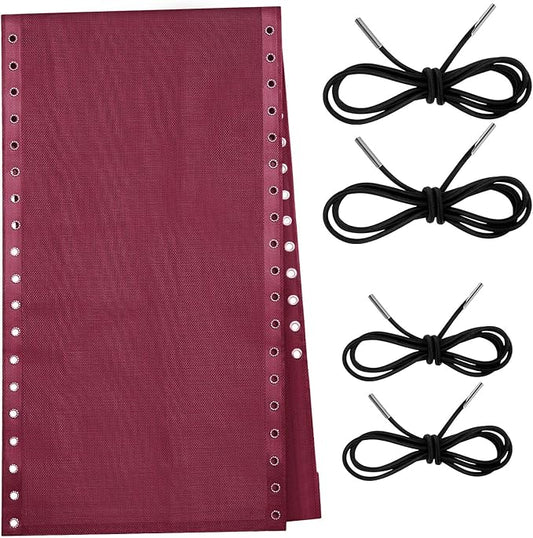 Queekay Chair Replacement Fabric with 4 Bungee Cord Lounge Chair Cloth Mesh Repair Kit for Patio Recliner Outdoor Lawn Pool(63 x 17 Inch,Wine Red)