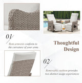 HOMREST Outdoor Recliner Chair with Flip-up Table, Wicker Reclining Chair with 150°Adjustable Backrest - Photo 5