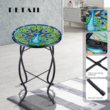 VCUTEKA Patio Side Table Outdoor Accent Table Bistro Coffee Table Plant End Table Small Porch Table Indoor Round Glass - Photo 6