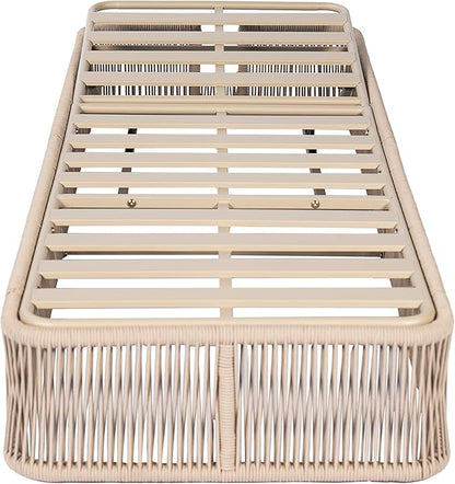 Merax Outdoor Chaise Lounge Chair Set – Adjustable Woven Rope Sun Lounger with 5-Position Backrest (Frame Only) – Modern Patio Furniture for Pool, Beach & Garden, Beige