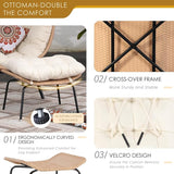 NICESOUL® 2 Person Wicker Stationary Egg Chair Indoor Outdoor Egg Basket Lounge Chair Oversized Thick Cushions Egg Seat - Photo 8