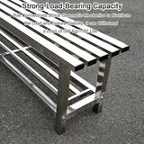 Outdoor Bench 304 Stainless Steel Metal, Garden Bench with Storage Shelf for 2-3 Person Seat 1102Ib High Capacity - Photo 6
