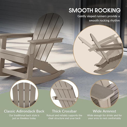WestinTrends Malibu Outdoor Patio Porch Rocking Adirondack Chair (Set of 4), Weathered Wood