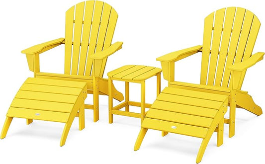 POLYWOOD South Beach 5-Piece Adirondack Chair Set with Side Table & Ottomans