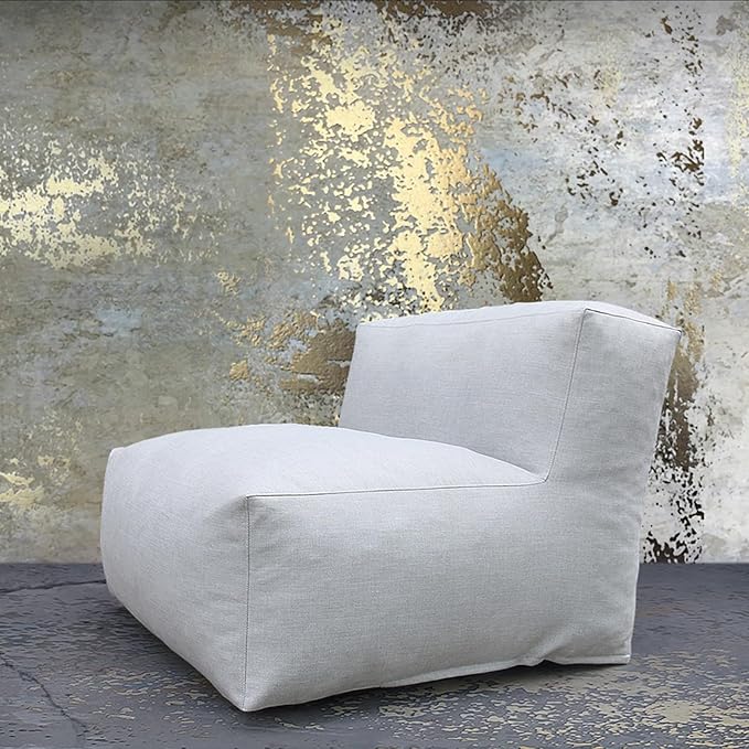 Dineli Modern ANNY-H Middle Chair Armless Chair Outdoor Furniture Comfy Patio Couch Sofa Outdoor Bean Bag Chair Creating a Unique Garden Modular Contemporary Sofa, Lazy Sofa for Outside (Light Gray)