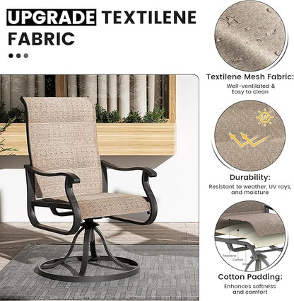 Patio Swivel Chairs Set of 4, Outdoor Dining Chairs with High Back, All-Weather Swivel Rocker Chair for Lawn, Porch or Garden