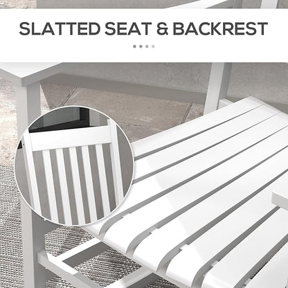 Outsunny Outdoor Rocking Chair Set of 2 with Side Table, Patio Wooden Rocking Chair with Smooth Armrests, High Back for Garden, Balcony, Porch, Supports Up to 352 lbs, White