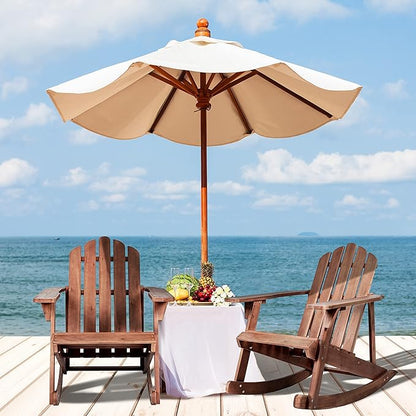 Eyely PTA1000C Harvey Outdoor Patio Classic Acacia Wood Adirondack Rocking Chair, Dark Brown for Bohemian, Classic, Country, Cottage, Farmhouse, Rustic