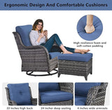 Belord Outdoor Swivel Chairs Set of 2, Patio Wicker Rocker Chairs with Ottomans - Photo 7