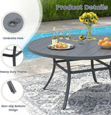 VICLLAX 53" Round Patio Dining Table for 6-8, Metal Outdoor Dining Table with Umbrella Hole for Garden, Patio, Balcony - Photo 4