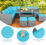 COSTWAY 7 PCS Wicker Outdoor Conversation Set, Patio Sectional Furniture Sofa Set with Table & Seat Cushions - Photo 8
