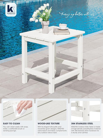 KINGYES Adirondack Outdoor Side Table, White