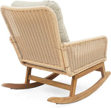 Outdoor Wooden Rocking Chair, Patio Rocking Chair with Soft Cushions & Wood Leg - Photo 5