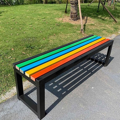 Porch Benches Outdoor Patio Seating Weatherproof Garden Bench 31" Metal Frame Park Bench for Yard Patio Entryway Outside(Black,Length 31")