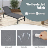 COSTWAY Lounge Chair Outdoor, Aluminum Frame Chaise Lounge with 6-Position Adjustable, Breathable Fabric - Photo 3
