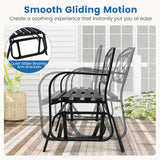 Tangkula 2-Person Outdoor Glider Bench, Patio Rocking Loveseat Chair with Metal Frame, Armrests - Photo 6