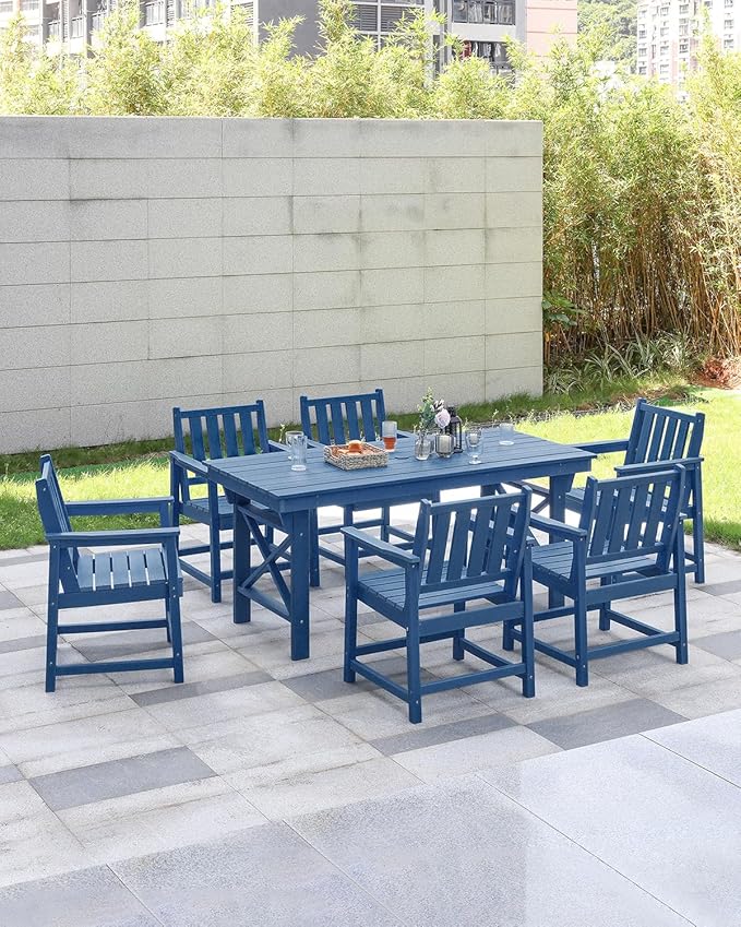 Patio Dining Chair Set of 2, HDPE Outdoor Dining Chair, Ergonomic HDPE Dining Chairs with Deep Seating - Photo 3
