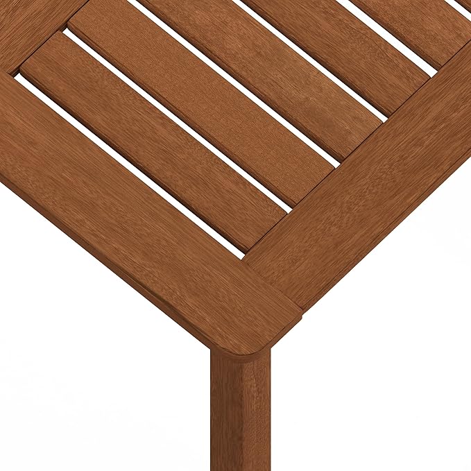 Furinno FG18006 Tioman Hardwood Patio Furniture Square Table with Umbrella Hole, Natural, 35.4"D x 35.4"W x 29.2"H - Photo 8