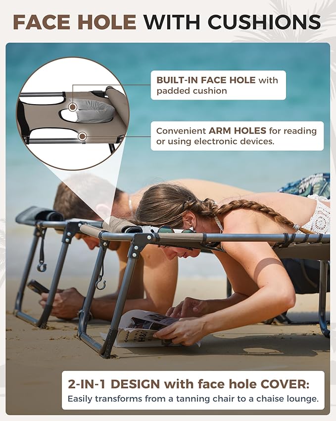 KingCamp 2 Pack Tanning Chair with Face Hole - Photo 3