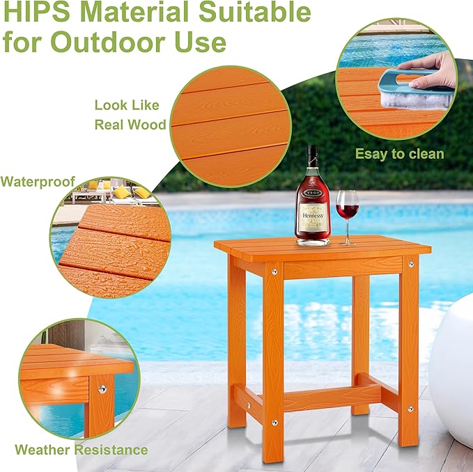 Y&M Outdoor Side Table, HIPS Adirondack Small Single Table, Waterproof Square Outside Table - Photo 5