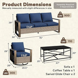 4 Pieces Patio Furniture Set with Wicker 75" Sofa, Two Swivel Rocker Chairs, One Coffee Table - Photo 2